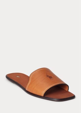 Ruskeat naisten Ralph Lauren Vachetta -nahkaiset tossut
