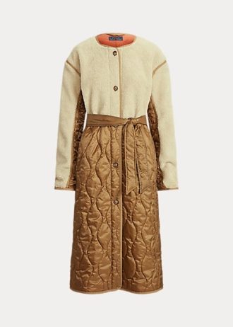 Ruskeat naisten Ralph Lauren vettä hylkivät vyöhybridivuoritakit