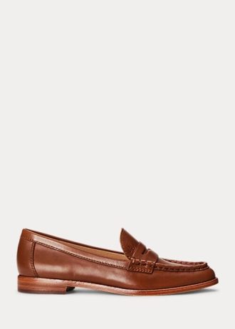 Ruskeat naisten Ralph Lauren Wynnie kiillotetut nahkahousut Ruskeat naisten Ralph Lauren Wynnie kiillotetut nahkahousut