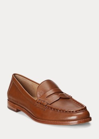 Ruskeat naisten Ralph Lauren Wynnie kiillotetut nahkahousut Ruskeat naisten Ralph Lauren Wynnie kiillotetut nahkahousut