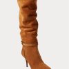 Ruskeat naisten Ralph Lauren Zoe Tall Sueded vasikanahkaiset saappaat Ruskeat naisten Ralph Lauren Zoe Tall Sueded vasikanahkaiset saappaat
