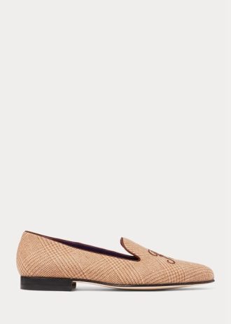 Ruskeat / ruskeat miesten Ralph Lauren Alonzo Glen Plaid Tweed -mekkokengät