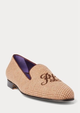 Ruskeat / ruskeat miesten Ralph Lauren Alonzo Glen Plaid Tweed -mekkokengät