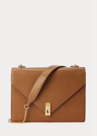 Rusketus Naisten Ralph Lauren Polo ID vasikkanahkainen kirjekuori Crossbody laukut Rusketus Naisten Ralph Lauren Polo ID vasikkanahkainen kirjekuori Crossbody laukut