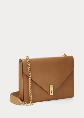 Rusketus Naisten Ralph Lauren Polo ID vasikkanahkainen kirjekuori Crossbody laukut Rusketus Naisten Ralph Lauren Polo ID vasikkanahkainen kirjekuori Crossbody laukut