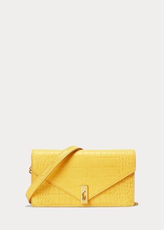 Sinappi naisten Ralph Lauren Polo ID Croc-kohokuvioidut ketjulompakot
