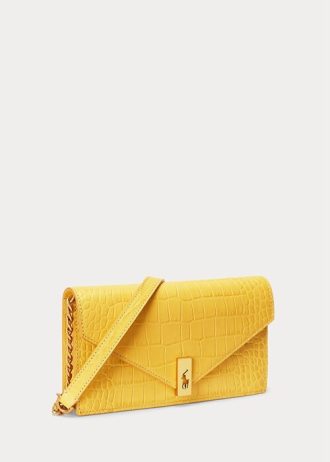 Sinappi naisten Ralph Lauren Polo ID Croc-kohokuvioidut ketjulompakot