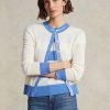 Sininen/kermanväriset naisten Ralph Lauren Crest Cashmere -neulepuserot Sininen/kermanväriset naisten Ralph Lauren Crest Cashmere -neulepuserot