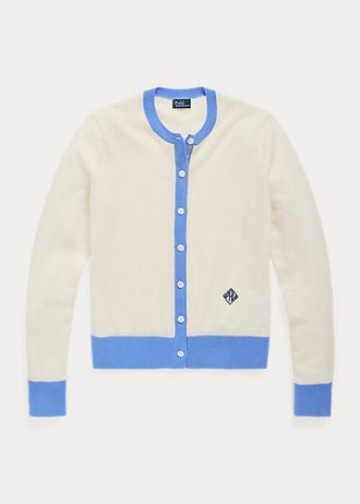 Sininen/kermanväriset naisten Ralph Lauren Crest Cashmere -neulepuserot Sininen/kermanväriset naisten Ralph Lauren Crest Cashmere -neulepuserot