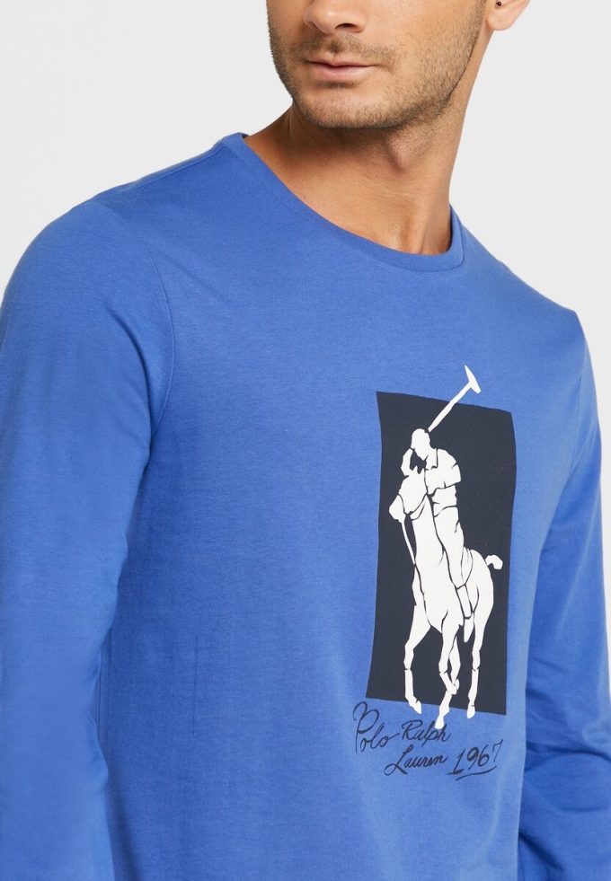 Sininen Miesten Ralph Lauren Graphic Crew Neck T-paidat Sininen Miesten Ralph Lauren Graphic Crew Neck T-paidat