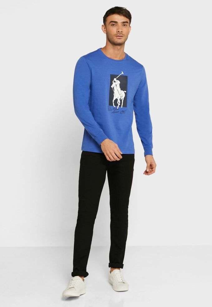 Sininen Miesten Ralph Lauren Graphic Crew Neck T-paidat Sininen Miesten Ralph Lauren Graphic Crew Neck T-paidat