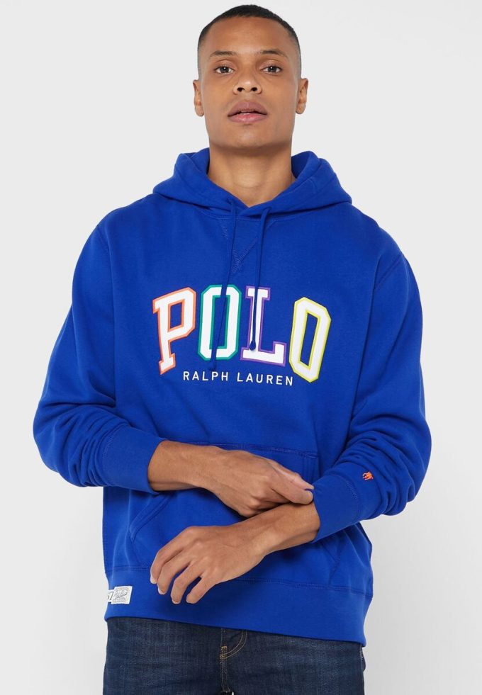Sininen miesten Ralph Lauren -logohuppari Sininen miesten Ralph Lauren -logohuppari