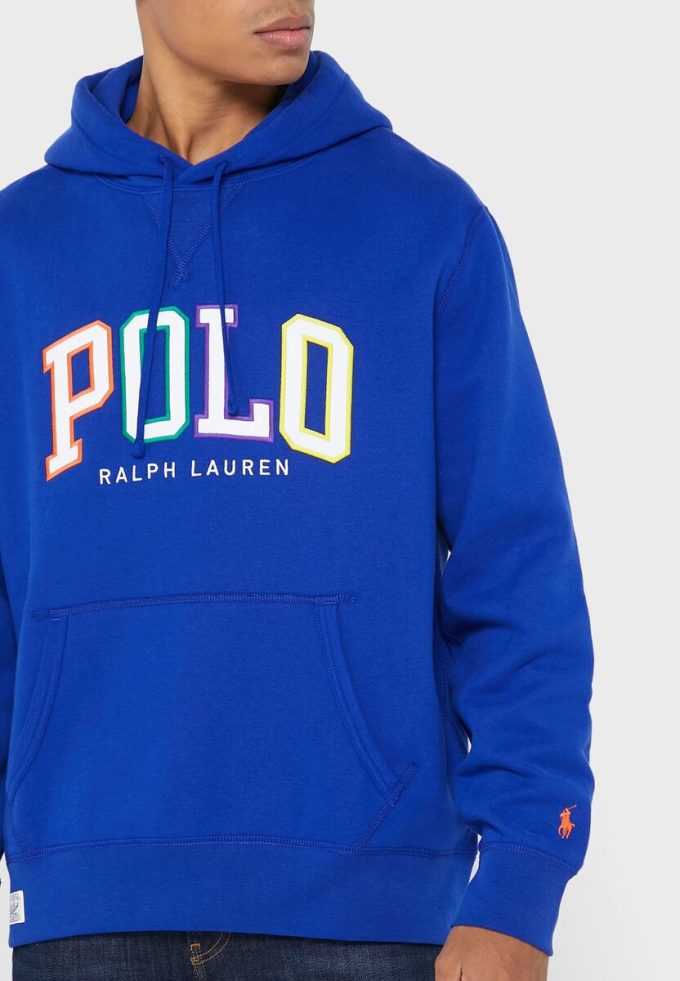Sininen miesten Ralph Lauren -logohuppari Sininen miesten Ralph Lauren -logohuppari
