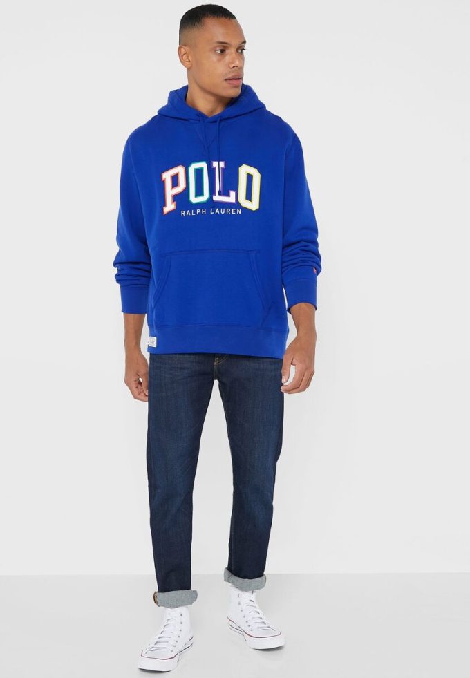 Sininen miesten Ralph Lauren -logohuppari Sininen miesten Ralph Lauren -logohuppari