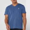 Sininen Miesten Ralph Lauren Rintalogo T-paidat V-kaula-aukolla Sininen Miesten Ralph Lauren Rintalogo T-paidat V-kaula-aukolla