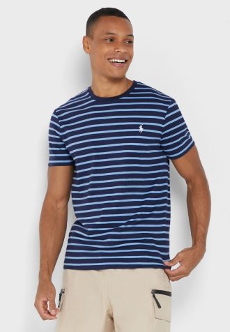 Sininen Miesten Ralph Lauren Striped Crew Neck T-paidat Sininen Miesten Ralph Lauren Striped Crew Neck T-paidat