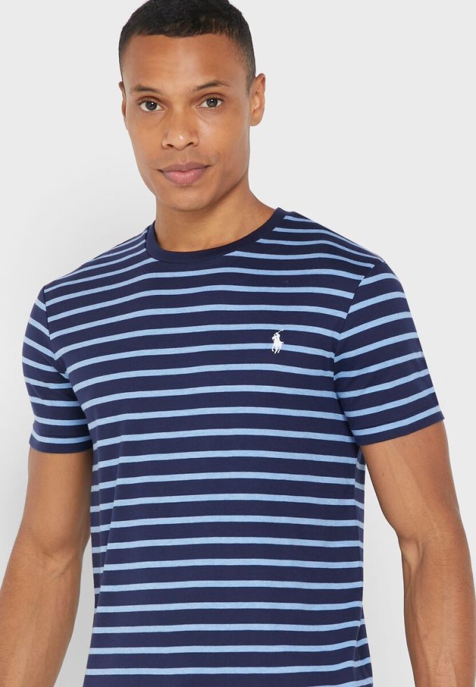 Sininen Miesten Ralph Lauren Striped Crew Neck T-paidat Sininen Miesten Ralph Lauren Striped Crew Neck T-paidat