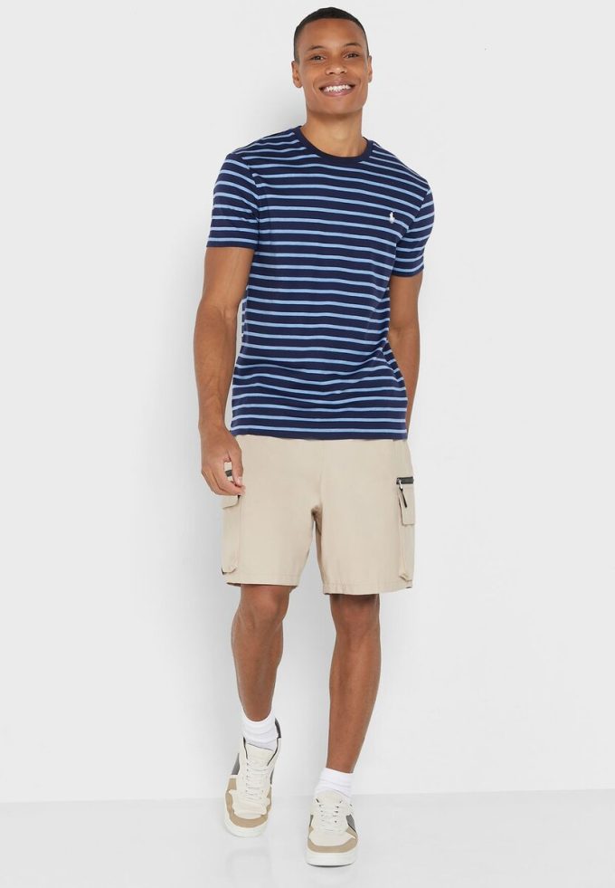 Sininen Miesten Ralph Lauren Striped Crew Neck T-paidat Sininen Miesten Ralph Lauren Striped Crew Neck T-paidat