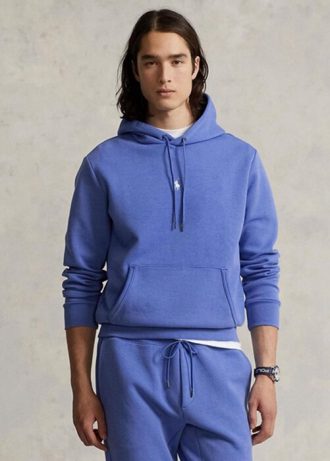 Sininen miesten Ralph Lauren tuplaneulottu huppari