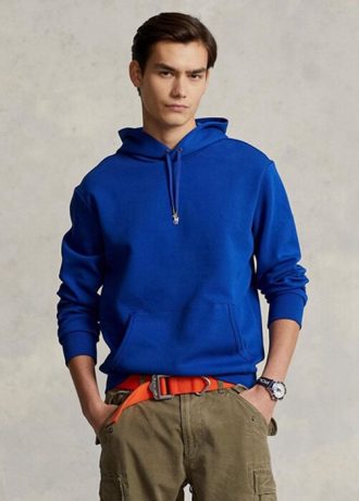 Sininen miesten Ralph Lauren tuplaneulottu huppari