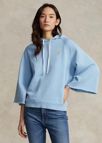 Sininen naisten Ralph Lauren Cutoff-mansetti fleecehuppari Sininen naisten Ralph Lauren Cutoff-mansetti fleecehuppari