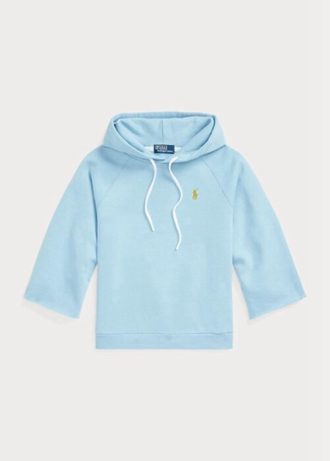 Sininen naisten Ralph Lauren Cutoff-mansetti fleecehuppari Sininen naisten Ralph Lauren Cutoff-mansetti fleecehuppari