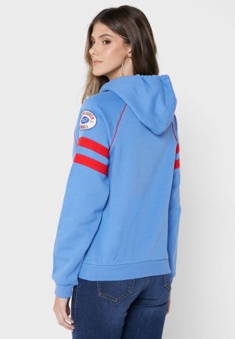 Sininen naisten Ralph Lauren Graphic -neulottu huppari Sininen naisten Ralph Lauren Graphic -neulottu huppari