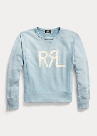 Sininen naisten Ralph Lauren -logo ranskalaiset Terry Crewneck -puserot Sininen naisten Ralph Lauren -logo ranskalaiset Terry Crewneck -puserot