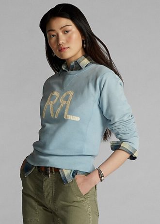 Sininen naisten Ralph Lauren -logo ranskalaiset Terry Crewneck -puserot Sininen naisten Ralph Lauren -logo ranskalaiset Terry Crewneck -puserot