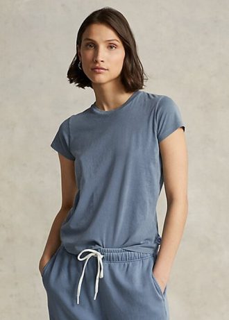 Sininen Naisten Ralph Lauren Organic Cotton Crewneck T-paidat