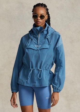 Sininen naisten Ralph Lauren pakattava läpikuultava Ripstop tuulitakki Sininen naisten Ralph Lauren pakattava läpikuultava Ripstop tuulitakki