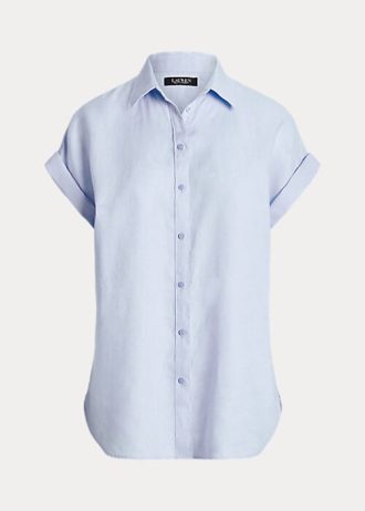 Sininen naisten Ralph Lauren pellava Dolman-hihaiset paidat