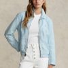 Sininen naisten Ralph Lauren pellava tuulitakki Sininen naisten Ralph Lauren pellava tuulitakki