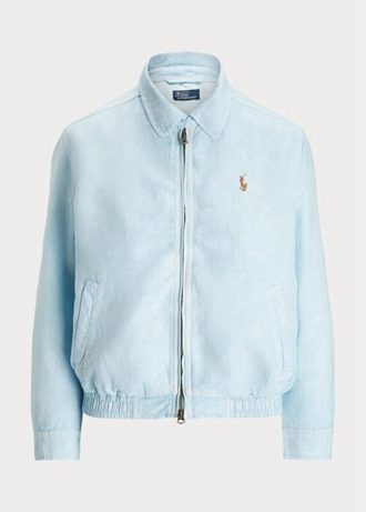 Sininen naisten Ralph Lauren pellava tuulitakki Sininen naisten Ralph Lauren pellava tuulitakki