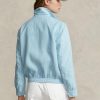 Sininen naisten Ralph Lauren pellava tuulitakki Sininen naisten Ralph Lauren pellava tuulitakki