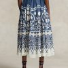 Sininen/valkoinen naisten Ralph Lauren -kuvioiset helmillä varustetut Voile A-linjaiset hameet Sininen/valkoinen naisten Ralph Lauren -kuvioiset helmillä varustetut Voile A-linjaiset hameet