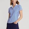 Sininen / Valkoinen Naisten Ralph Lauren Striped Jersey poolopaidat Sininen / Valkoinen Naisten Ralph Lauren Striped Jersey poolopaidat