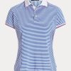 Sininen / Valkoinen Naisten Ralph Lauren Striped Jersey poolopaidat Sininen / Valkoinen Naisten Ralph Lauren Striped Jersey poolopaidat