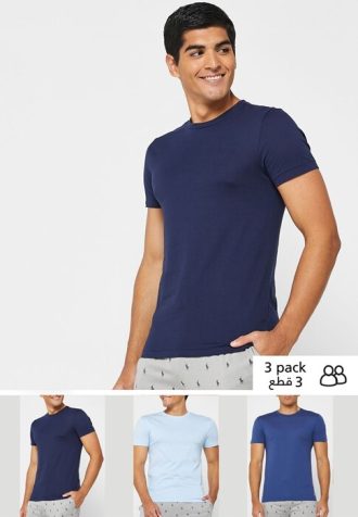 Siniset Miesten Ralph Lauren 3 Pack Assorted Crew Neck T-paidat Siniset Miesten Ralph Lauren 3 Pack Assorted Crew Neck T-paidat