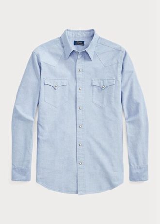 Siniset miesten Ralph Lauren Classic Fit Oxford Western paidat Siniset miesten Ralph Lauren Classic Fit Oxford Western paidat