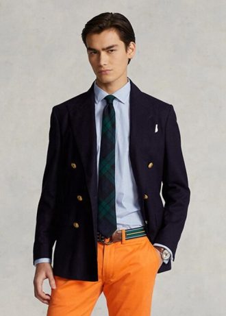 Siniset miesten Ralph Lauren Custom Fit Striped Performance -paidat Siniset miesten Ralph Lauren Custom Fit Striped Performance -paidat