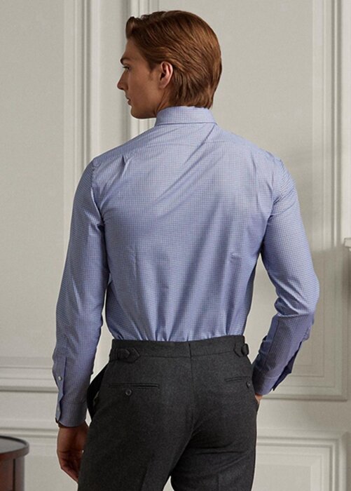 Siniset miesten Ralph Lauren Gingham Easy Care Twill -muodolliset paidat Siniset miesten Ralph Lauren Gingham Easy Care Twill -muodolliset paidat