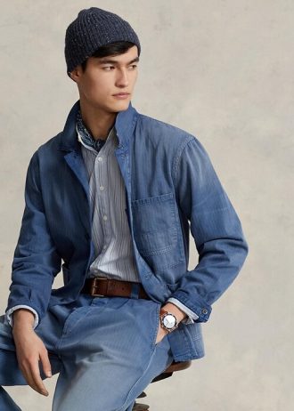 Siniset miesten Ralph Lauren Herringbone Twill Utility -takit