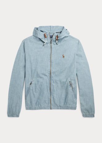 Siniset miesten Ralph Lauren Indigo Chambray -hupulliset takit