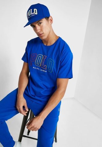 Siniset miesten Ralph Lauren -logoiset T-paidat Siniset miesten Ralph Lauren -logoiset T-paidat
