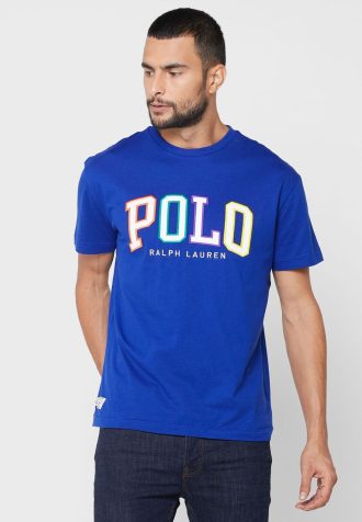 Siniset miesten Ralph Lauren -logoiset T-paidat Siniset miesten Ralph Lauren -logoiset T-paidat