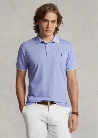 Siniset miesten Ralph Lauren mukautetut Slim Fit Birdseye poolopaidat