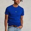 Siniset miesten Ralph Lauren mukautetut Slim Fit Crewneck T-paidat