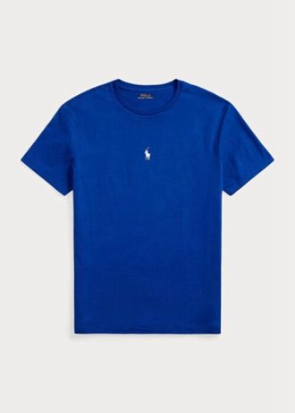 Siniset miesten Ralph Lauren mukautetut Slim Fit Crewneck T-paidat Siniset miesten Ralph Lauren mukautetut Slim Fit Crewneck T-paidat