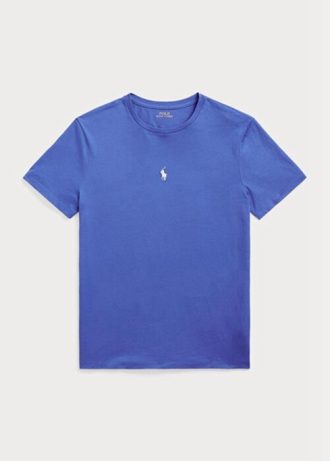 Siniset miesten Ralph Lauren mukautetut Slim Fit Crewneck T-paidat Siniset miesten Ralph Lauren mukautetut Slim Fit Crewneck T-paidat